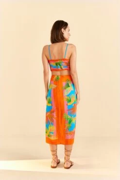 Farm Rio Painted Birds Scarf Midi Skirt -Trend Farm Rio 309168 04