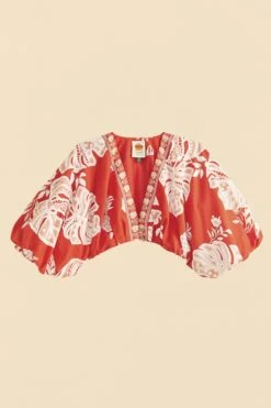 Farm Rio Red Lace Monsteras Crop Top -Trend Farm Rio 309178 06