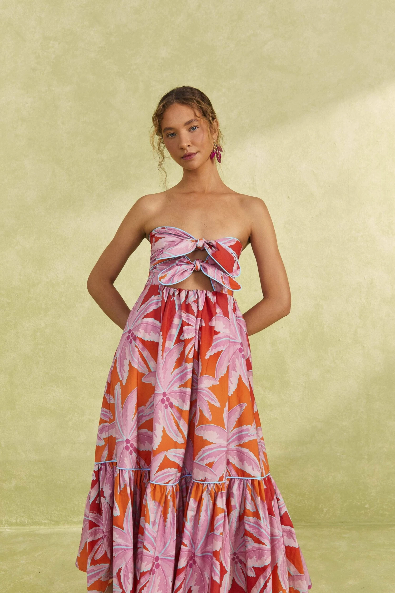 Farm Rio Red Coconut Tree Organic Cotton Midi Dress 4 Farm Rio Red Coconut Tree Organic Cotton Midi Dress - Image 2