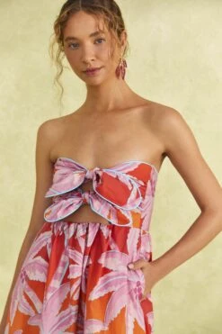 Farm Rio Red Coconut Tree Organic Cotton Midi Dress 9 Farm Rio Red Coconut Tree Organic Cotton Midi Dress -Trend Farm Rio 309180 03