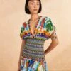 Farm Rio Colorful Forest V Neck Mini Dress -Trend Farm Rio 309198 01