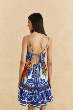 Farm Rio Off-White Flower Tapestry Organic Cotton Mini Dress -Trend Farm Rio 309199 04