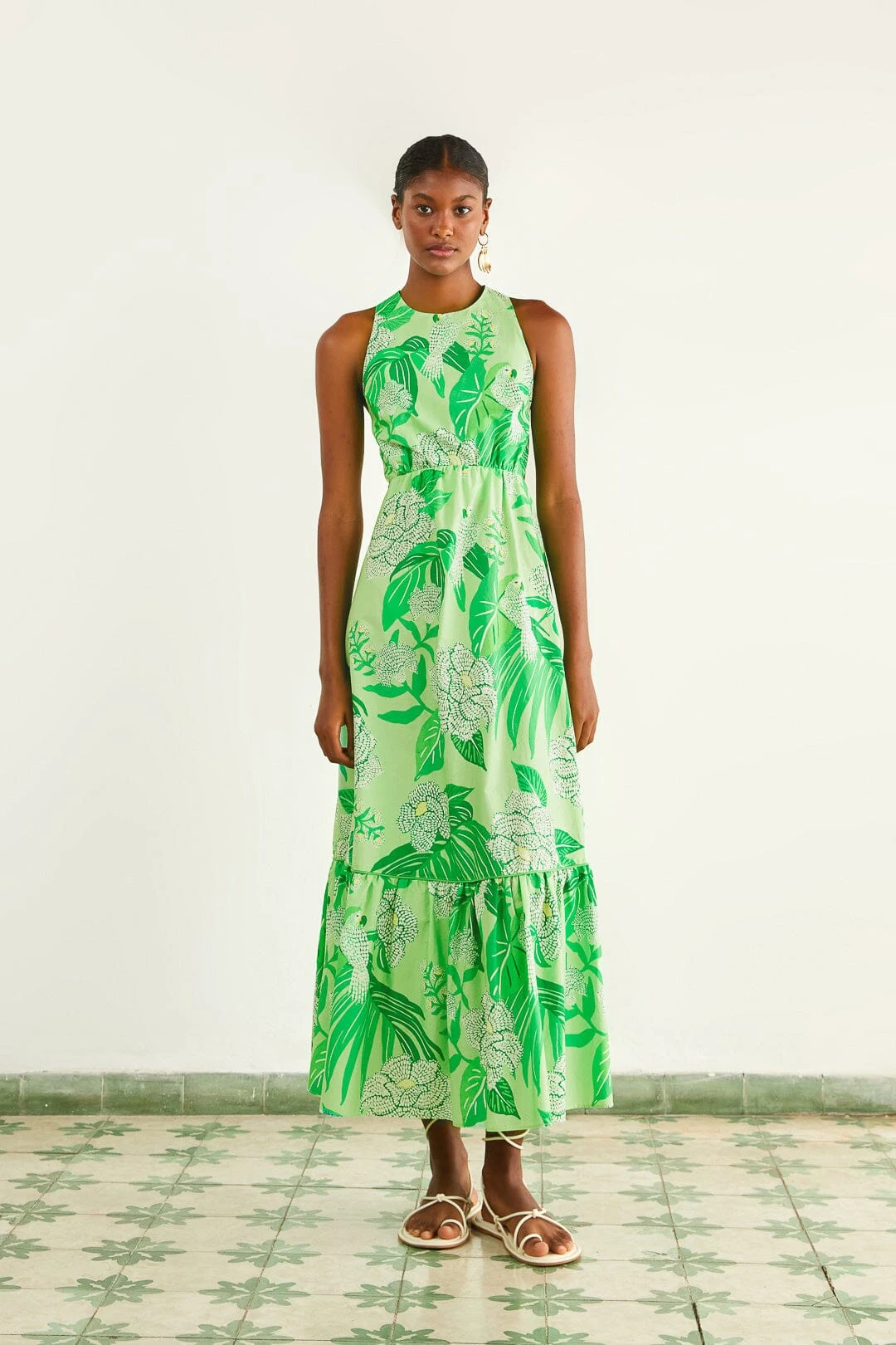 Farm Rio Green Dewdrop Floral Midi Dress 3 Farm Rio Green Dewdrop Floral Midi Dress