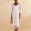 Farm Rio Off-White Guipure Midi Dress -Trend Farm Rio 309243 02
