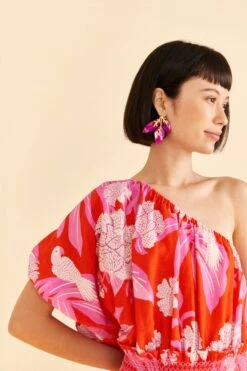 Farm Rio Red Dewdrop Floral Mini Dress -Trend Farm Rio 309259 03