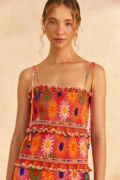 Farm Rio Coral Summer Sun Mini Dress -Trend Farm Rio 309264 03