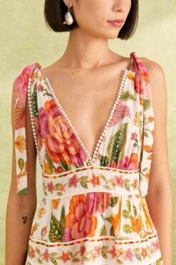 Farm Rio Off-White Macaw Bloom Mini Dress -Trend Farm Rio 309266 03