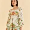 Farm Rio Off-White Tropical Romance Scarf Mini Dress -Trend Farm Rio 309269 01