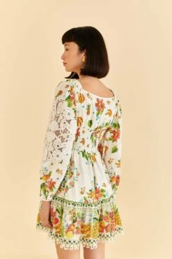 Farm Rio Off-White Tropical Romance Scarf Mini Dress -Trend Farm Rio 309269 04