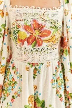 Farm Rio Off-White Tropical Romance Scarf Mini Dress -Trend Farm Rio 309269 06