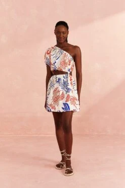 Farm Rio Off-White Mixed Lobsters Mini Dress -Trend Farm Rio 309272 02