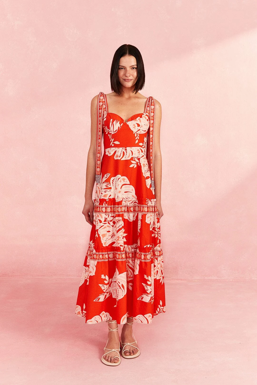 Farm Rio Red Lace Monsteras Midi Dress 3 Farm Rio Red Lace Monsteras Midi Dress