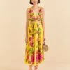 Farm Rio Yellow Romantic Garden Midi Dress -Trend Farm Rio 309298 01