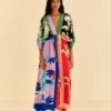 Farm Rio Brasil Bahia Scarves Midi Dress -Trend Farm Rio 309309 01