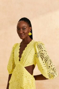 Farm Rio Light Yellow Richelieu Midi Dress -Trend Farm Rio 309337 03