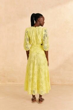 Farm Rio Light Yellow Richelieu Midi Dress -Trend Farm Rio 309337 04