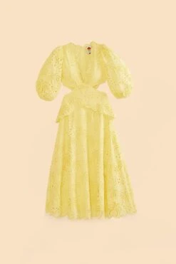 Farm Rio Light Yellow Richelieu Midi Dress -Trend Farm Rio 309337 06