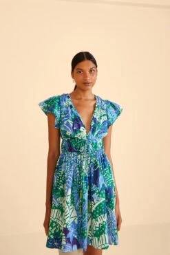 Farm Rio Green Jungle Panther Mini Dress