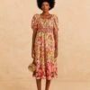 Farm Rio Pink Painted Bananas Midi Dress 2 Farm Rio Pink Painted Bananas Midi Dress -Trend Farm Rio 309358 01