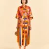 Farm Rio Coral Mixed Graphic Macaws Midi Dress -Trend Farm Rio 309363 01