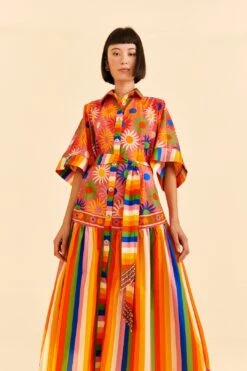 Farm Rio Coral Mixed Graphic Macaws Midi Dress 10 Farm Rio Coral Mixed Graphic Macaws Midi Dress -Trend Farm Rio 309363 03