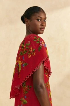 Farm Rio Red Tropical Romance Mini Dress -Trend Farm Rio 309368 03