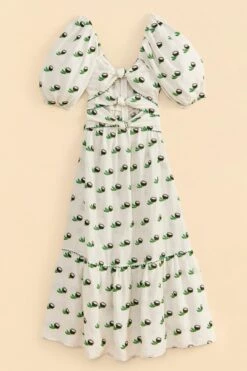 Farm Rio Cross Stitch Coconut Embroidered Midi Dress -Trend Farm Rio 309371 06