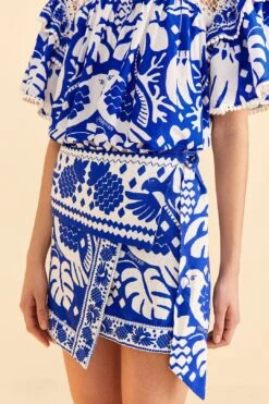 Farm Rio Navy Blue Jungle Scarf Mini Skirt -Trend Farm Rio 309382 03