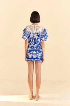 Farm Rio Navy Blue Jungle Scarf Mini Skirt -Trend Farm Rio 309382 04