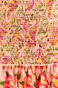 Farm Rio Pink Painted Bananas Smocked Mini Skirt -Trend Farm Rio 309383 05