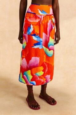 Farm Rio Red Ombre Chita Midi Skirt -Trend Farm Rio 309389 03