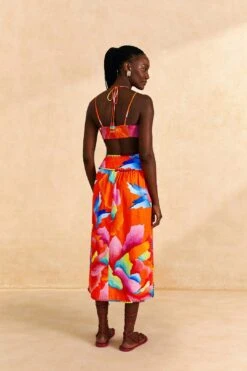 Farm Rio Red Ombre Chita Midi Skirt -Trend Farm Rio 309389 04