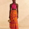 Farm Rio Orange Pineapple Love Organic Cotton Maxi Skirt -Trend Farm Rio 309397 01