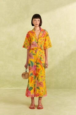Farm Rio Yellow Macaw Bloom Pants