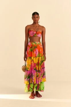 Farm Rio Mixed Romantic Garden Maxi Skirt