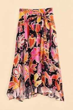Farm Rio Black Enchanted Nature Lenzing™ Ecovero™ Viscose Midi Skirt -Trend Farm Rio 309464 06