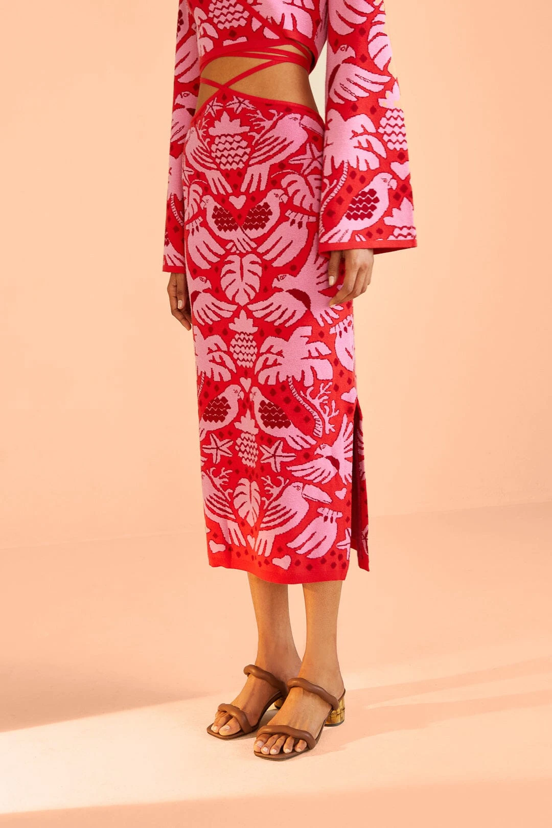 Farm Rio Red Jungle Scarf Knit Skirt 4 Farm Rio Red Jungle Scarf Knit Skirt - Image 2