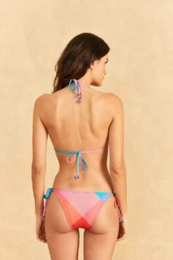 Farm Rio Blue Painted Birds Plaid Triangle Bikini Top -Trend Farm Rio 310548 04