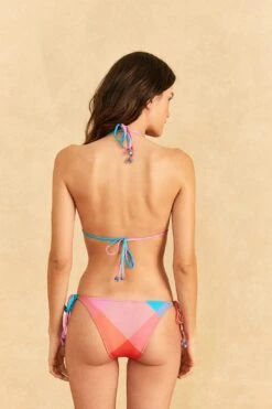 Farm Rio Blue Painted Birds Plaid Side Tie Bikini Bottom -Trend Farm Rio 310549 03