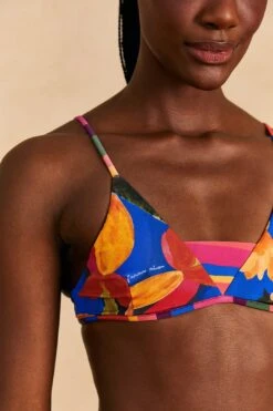 Farm Rio Blue Floral Tropical & Colorful Stripes Bikini Top -Trend Farm Rio 310618 03