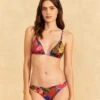 Farm Rio Blue Floral Tropical & Colorful Stripes Triangle Bikini Top -Trend Farm Rio 310624 01