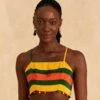 Farm Rio Yellow, Green & Red Striped Crop Top -Trend Farm Rio 310659 01