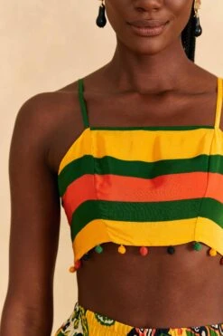 Farm Rio Yellow, Green & Red Striped Crop Top -Trend Farm Rio 310659 03