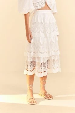 Farm Rio White Lace Midi Skirt -Trend Farm Rio 310676 03