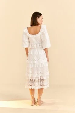 Farm Rio White Lace Midi Skirt -Trend Farm Rio 310676 04