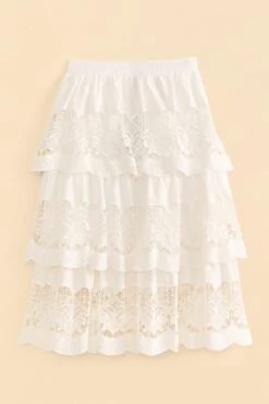 Farm Rio White Lace Midi Skirt -Trend Farm Rio 310676 06