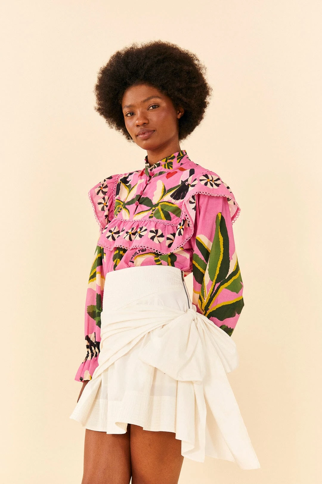 Farm Rio White Knot Organic Cotton Mini Skirt 4 Farm Rio White Knot Organic Cotton Mini Skirt - Image 2