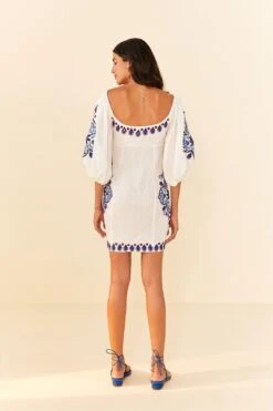 Farm Rio Off-White Navy Embroidery Mini Dress 11 Farm Rio Off-White Navy Embroidery Mini Dress -Trend Farm Rio 311390 04