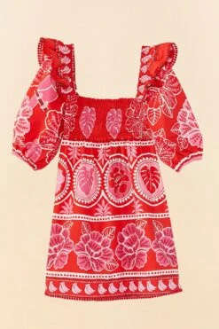 Farm Rio Red Summer Sunrise Organic Cotton Mini Dress -Trend Farm Rio 311432 06
