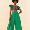 Farm Rio Embroided Green Pants -Trend Farm Rio 311436 01